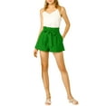 thumbnail image 3 of INSPIRE CHIC Women's Elegant Bow Self-Tie Belt High Paper Bag Waist Pleated Shorts L Green-1, 3 of 8