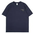 thumbnail image 1 of VBARHMQRT Chandail Brun pour Homme Décontracté Doux et Confortable Petit T-Shirt en Coton Imprimé avec Col Rond et Manches Courtes Bleu Marine, 1 of 3