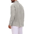 thumbnail image 3 of INSPIRE CHIC Men's Casual Long Sleeve Seersucker Striped Shirt with Chest Pocket M Black Gray, 3 of 5