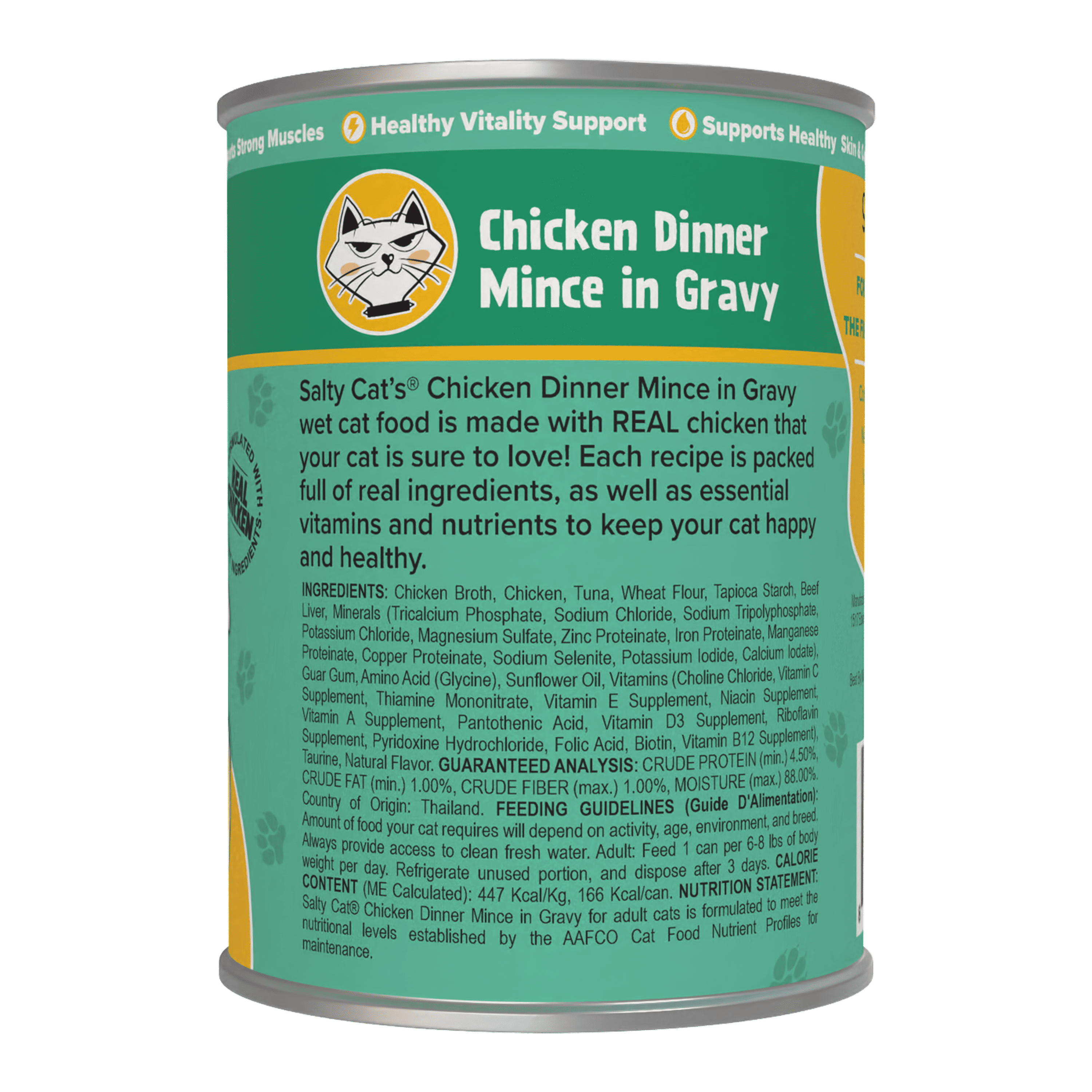(24 pack) Salty Cat Chicken Dinner Mince in Gravy Wet Cat Food, 13 oz. Can