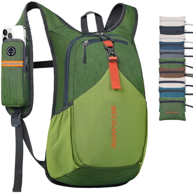 Mochila de Senderismo BECOJADDE 15L Plegable Ultraligera Verde Oliva