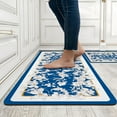 thumbnail image 2 of Blue Floral Kitchen Floor Mats Set of 2 Anti-Fatigue 0.4 Inch Thick Chic White Beauty Flower Kitchen Rugs Non Slip Waterproof Comfort Standing PVC Mat Decor for Sink Laundry 17.3 x 28+17.3 x 47 Inch, 2 of 6