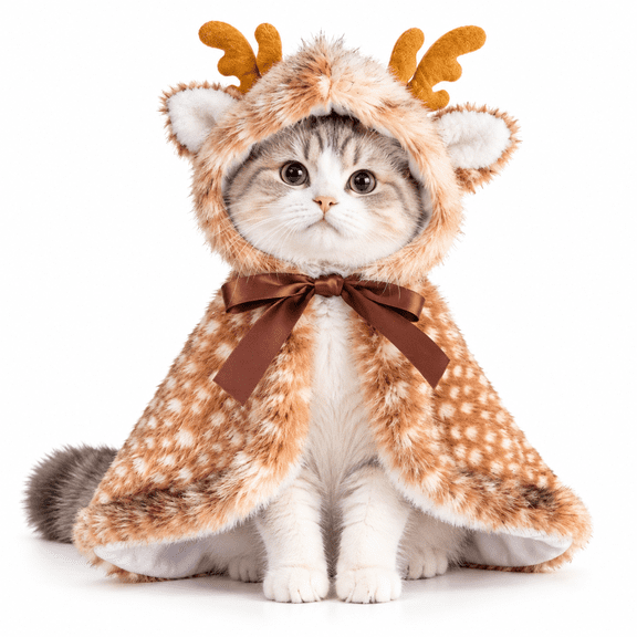 Pet Christmas Cloak for Cats and Small Dogs, Santa Cape Xmas Holiday Outfit