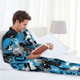 thumbnail image 6 of Salouo Football Time Print Button-Front Long Sleeve Pajama Set for Men, Soft 2Pjs Men's Long Sleeve Sleepwear-Medium, 6 of 7