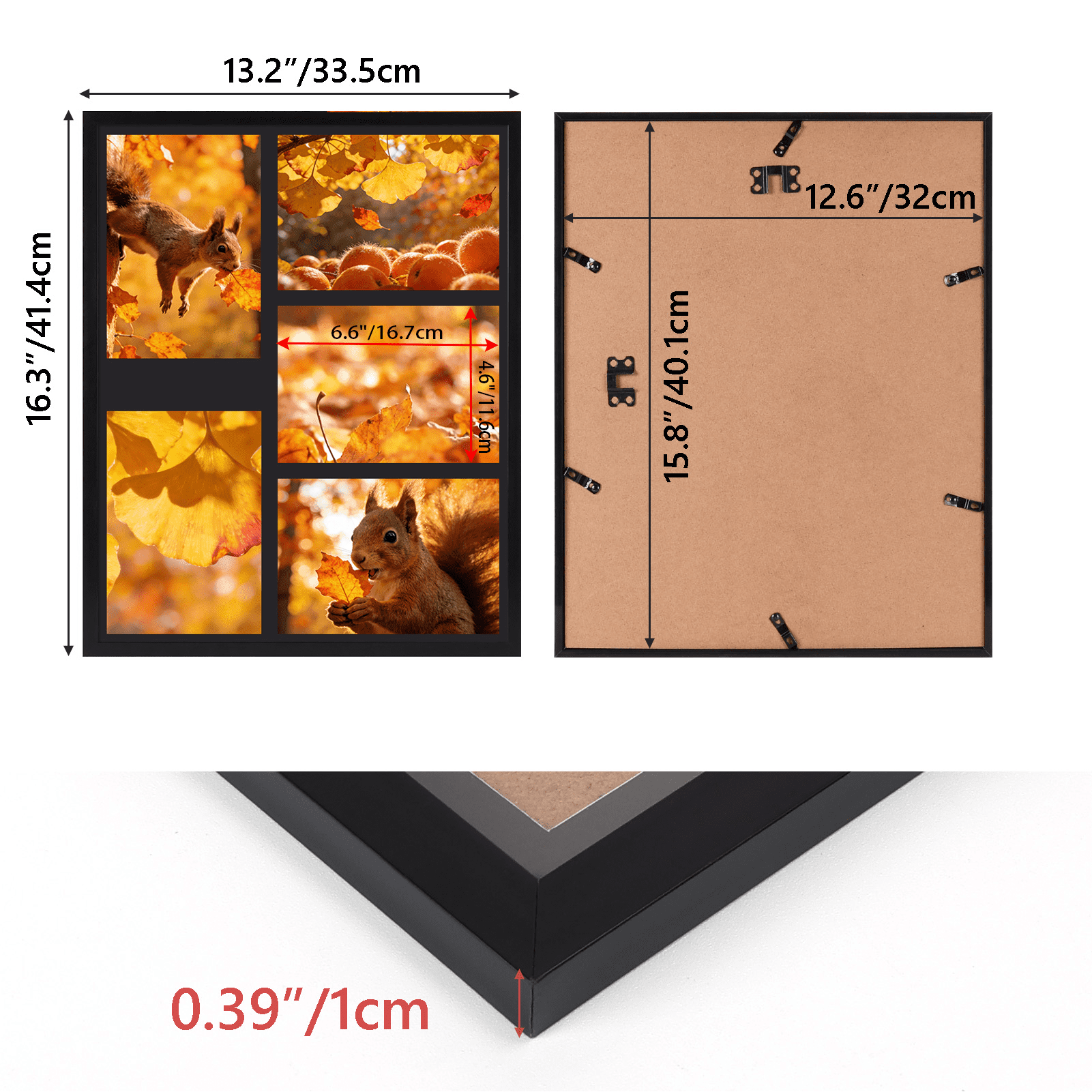4 Pack 5 Opening 5x7 Collage Picture Frame, Black Photo Frame for Wall Mounted