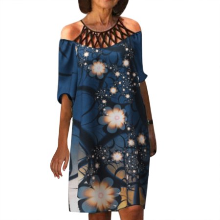 

KmaiSchai Maternity Summer Dress Women Half Sleeve Dress Round Neck Hollow Out Dress Print Knee Length Sundress Midi Fashion Dress Graphic Sweatshirt Dress For Women Long Maxi Casual Dresses