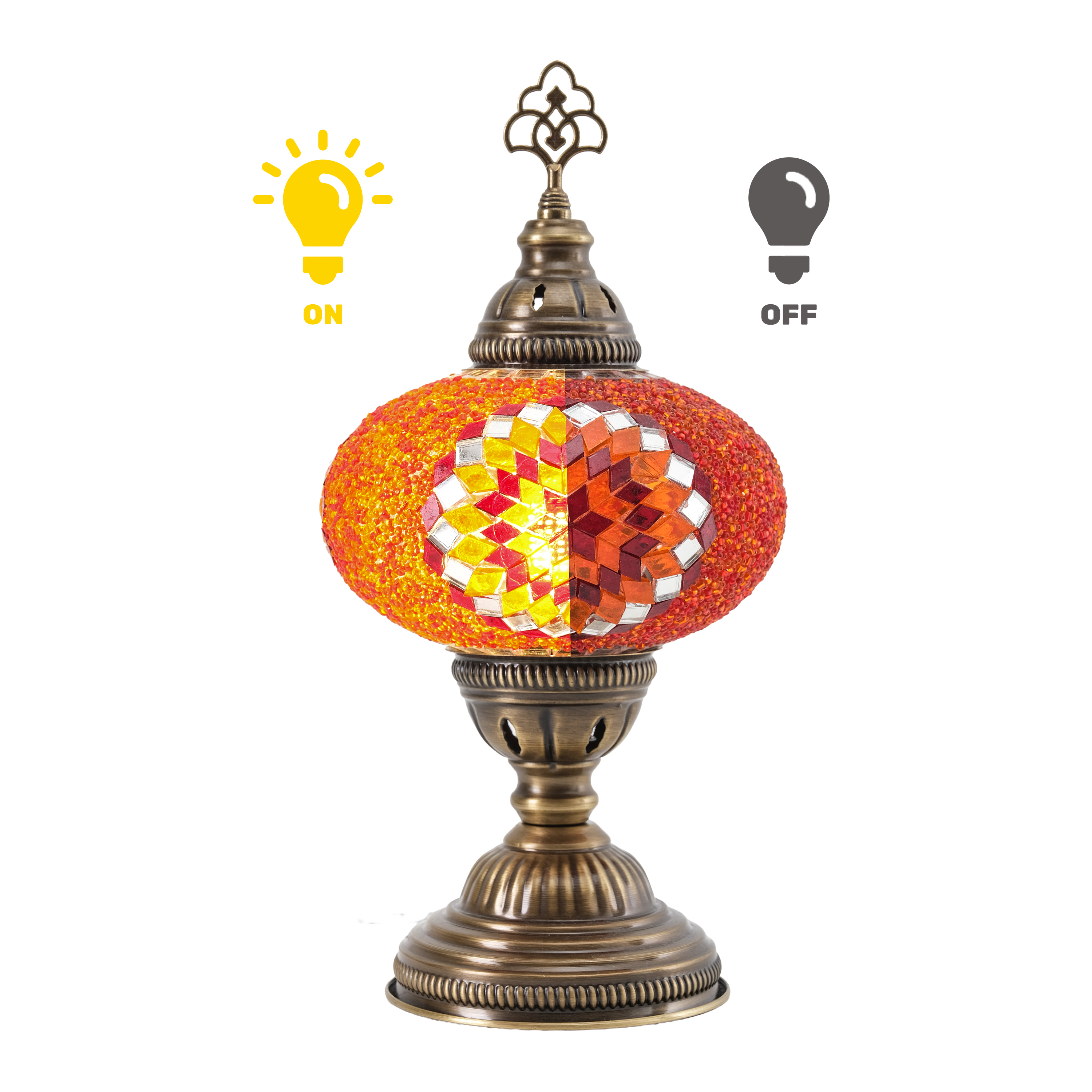 Mozaist Turkish Mosaic Table Lamp 13'' – Orange Color with Bulb Included, Modern Decorative