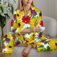 thumbnail image 6 of Hirioo Tiger Swallowtail On Flowers for Women's Pajama Sets 2 Piece Pjs Women's Long-Sleeved Pajama Set Button Down Sleepwear,S-XXL-XX-Large, 6 of 7