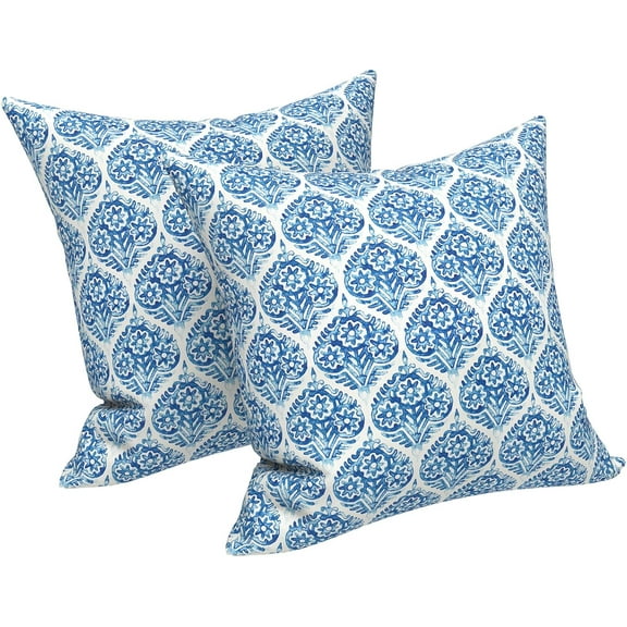 Outdoor/Indoor Throw Pillows Covers, Decorative Throw Pillows Covers , 18"x18" Square Throw Pillows Covers Bed, Couch, and Patio Furniture, Set of 2, Celadon Geometric