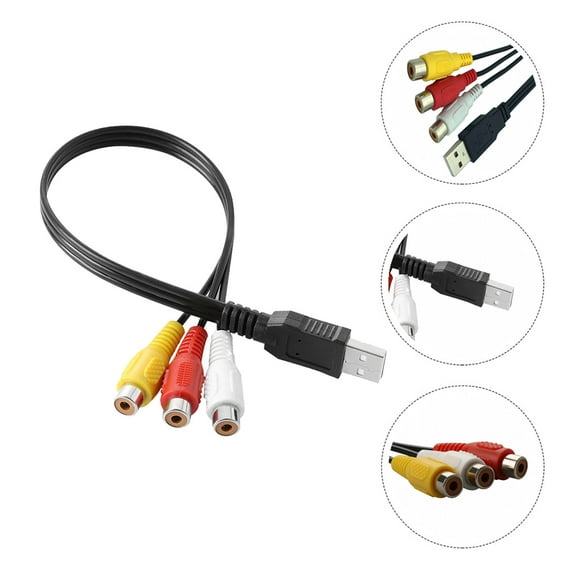 PBPBOX 1Pair Assorted Color USB to 3Rca Audio Cable for Home Household TV Connector