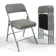 thumbnail image 2 of Padded Folding Chairs with Comfortable Thick Padding and Steel Metal Frame, Portable, Storable Indoor/Outdoor Seating for Office Events, Wedding Party, Dining, PU, Gray, 1 Pack, 2 of 10