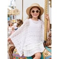 thumbnail image 5 of Swimsuit for Girls Youth Uv Cover Up Poncho Solid Color Knit Mesh Hooded Lightweight Versatile Girls Bathing Suit Size 7-8Y, 5 of 9
