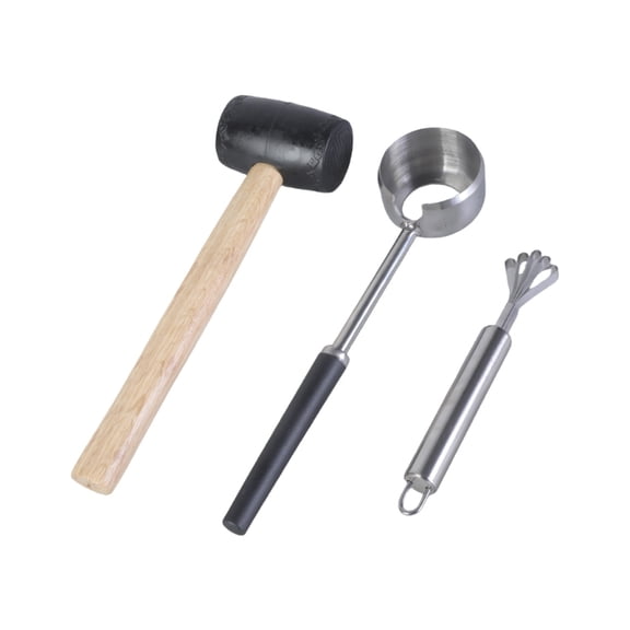 Coconut Opener Meat Planer with Rubber Hammer for Coconut Water Enthusiasts