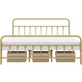 thumbnail image 6 of Topeakmart Metal Bed Frame Spindle Headboard and Footboard, Antique Gold, King, 6 of 7