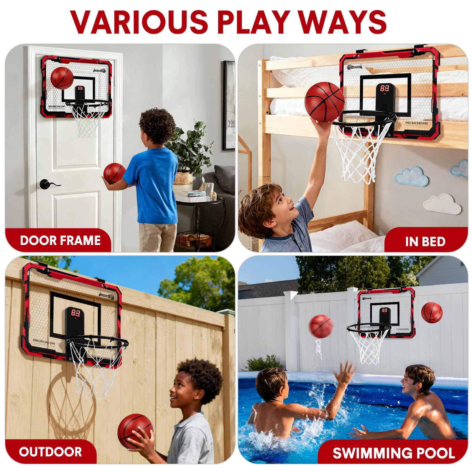 Ayieyill Mini Door Basketball Hoop with 3 Balls photo 4