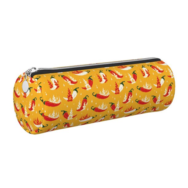 Disketp Hot Chilli Estuche Organizador de Lápices de Cuero, Estuche de Oficina con Cremallera para Bolígrafo y Lápiz