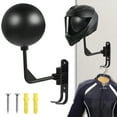 thumbnail image 2 of NUAHRHY Motorcycle Helmet Holder Wall Mount Helmet Rack with Double Hook 180 Degree Rotation Metal Helmet Hanger Space Saving Motorcycle Helmet Storage Racks for Coats Helmet Hats, 2 of 8