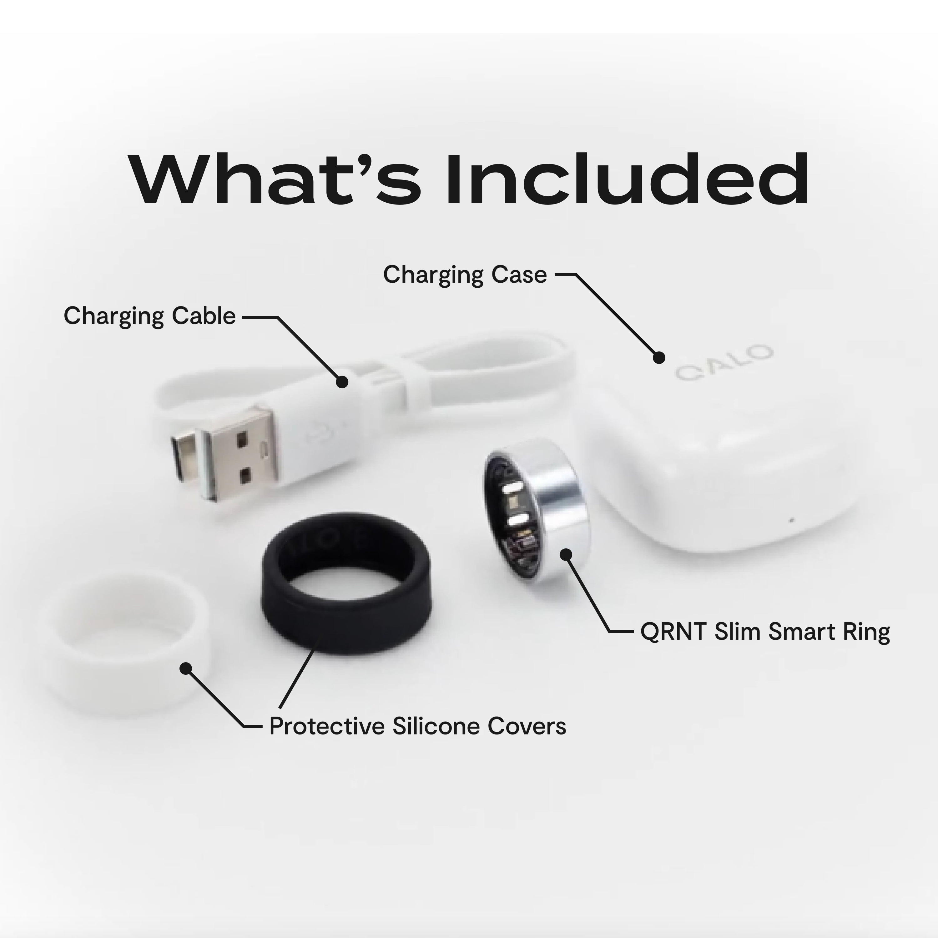 QALO QRNT Slim Smart Ring, Size 09, Sleep/Heart Rate/Movement Tracker, Matte Silver, Unisex