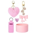 thumbnail image 1 of Colgante bola de pelo, juego de tazas de silicona, lazo, pajita, pareja de peluches, llavero con forma de corazón, 1 of 4