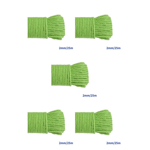 Langgg Color Hemp Rope Roll Making Tool 100 Cotton rope colorful twine macrame cord string thread Handmade String accessory DIY cord green 2mm x 25m 5Set