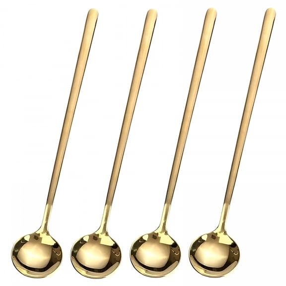 ACDANC 2026 New 4 Pcs 6.7 Inches Coffee Spoons, Stirring Spoons, Tea Spoons Long Handle, Gold Teaspoons, Gold Spoons, Ice Tea Spoons, Long Spoons for Stirring,Stainless Steel Coffee Spoons