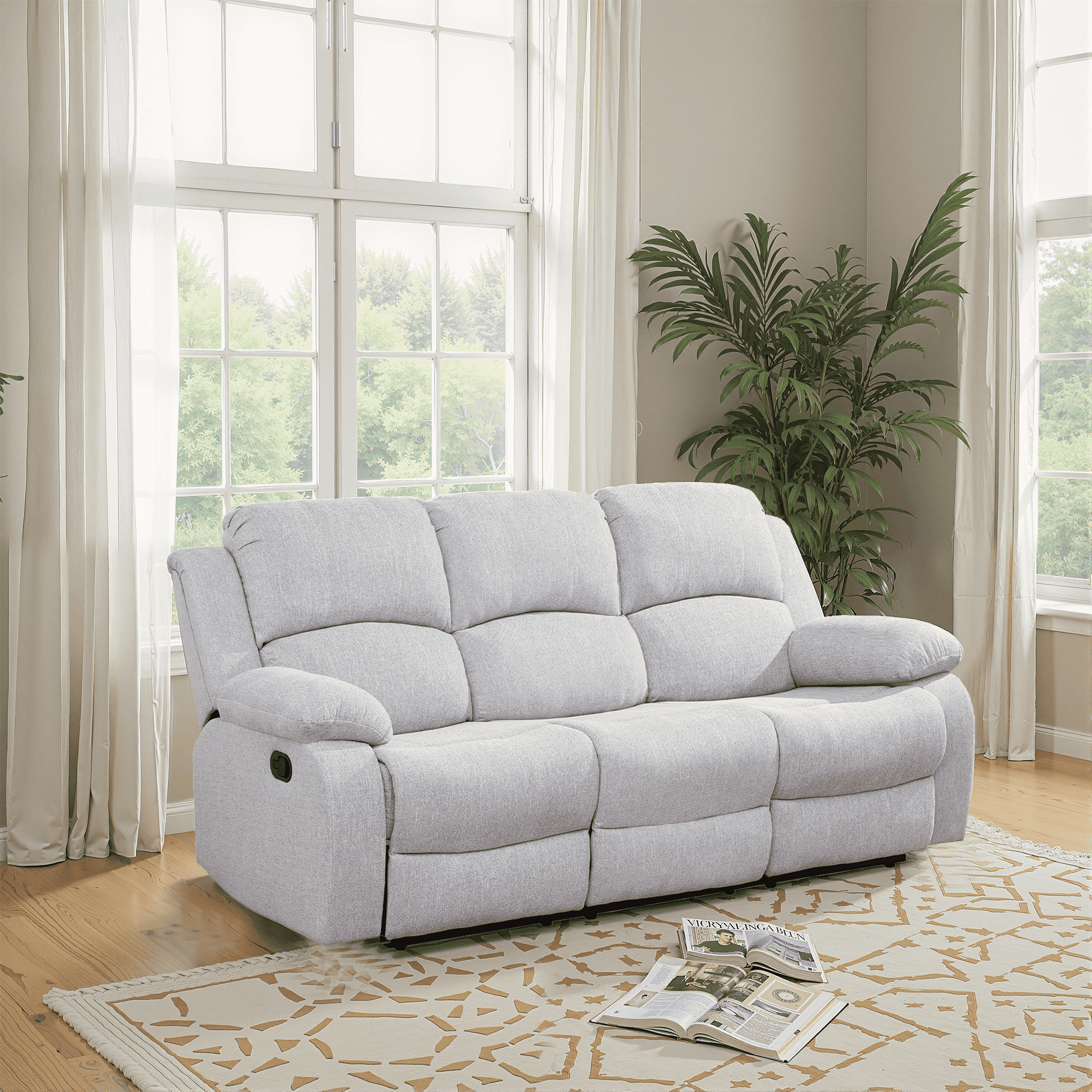 MAYEERTY 82" Modern Linen 3 Seat Sofa Business Function Sofa for Living Room，Gray