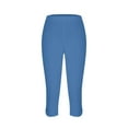 thumbnail image 5 of gbyLJF Capri Leggings Womens 2024 Summer Plus Size Capris Knee Length Workout Yoga Capri Pants Beach Cropped Pants Light Blue S, 5 of 6