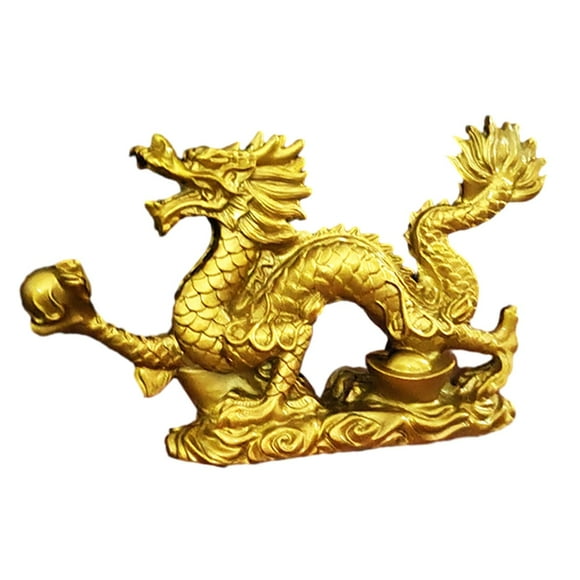 Luzkey Statue Fengshui Chinoise Statue Dragon Chinoise Statue Fengshui pour Festivals de Printemps Bureau Cadeau de Pendaison de Crémaillère Or