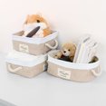 thumbnail image 6 of PiccoCasa Storage Bin Basket with Handle Linen Fabric Organizer Towel Storage Pale Pink Square, 6 of 7