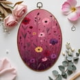 thumbnail image 7 of Canvas Wall Art Red Floral Burgundy Leaf Vintage Boho Flower Colorful Flowers Delicate Oval Framed Canvas Prints Vintage Wall Hanging Decor for Home Office Decorations 8.6"x11.4", 7 of 7