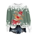 thumbnail image 6 of UngA Christmas Sweatshirts Women Xmas Holiday Long Sleeve Tops Funny Crewneck Snowman Graphic Pullover Woman Sweatshirt (Light Green,XL), 6 of 6
