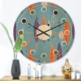 thumbnail image 2 of Designart 'Botanical Floral Retro Pattern II' Mid-Century Modern Wood Wall Clock, 2 of 5
