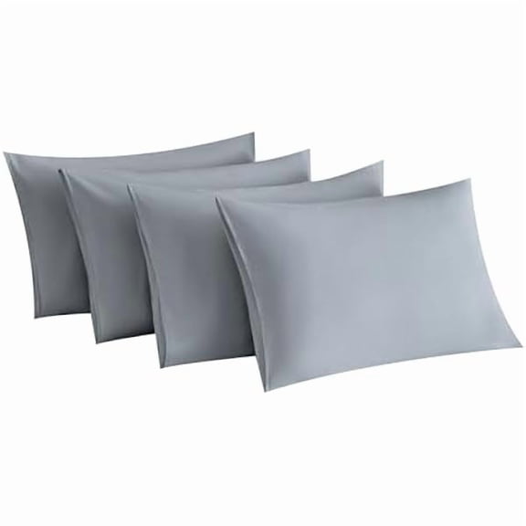 Light Grey Pillowcases Set of 4 Standard Size- Gray Pillow Cases Super Soft, Smooth and Breathable - Envelope Design - Machine Washable Lightweight (20X26 Inches (4 PIECE))