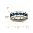 thumbnail image 3 of Mens or Ladies Blue IP Plated Stainless Steel Checkered Band Ring (7mm), 3 of 5