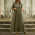 thumbnail image 2 of Sngxgn Women's Fall Dresses Long Sleeve Square Neck Casual Pleated Tiered Swing Maxi Dress(Green,L), 2 of 4