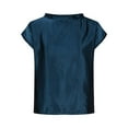 thumbnail image 4 of Royisotas Solid Color Womens Plus Size Tops Casual Dark Blue Short Sleeve Crew Neck Womens Shirts, 4 of 6