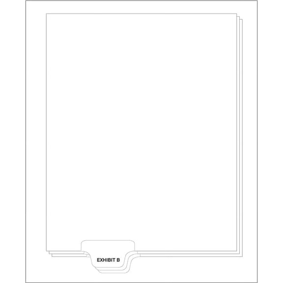 Letter Size Tab Divider, Bottom Exhibit Tab B, 25 Count, 1/Set