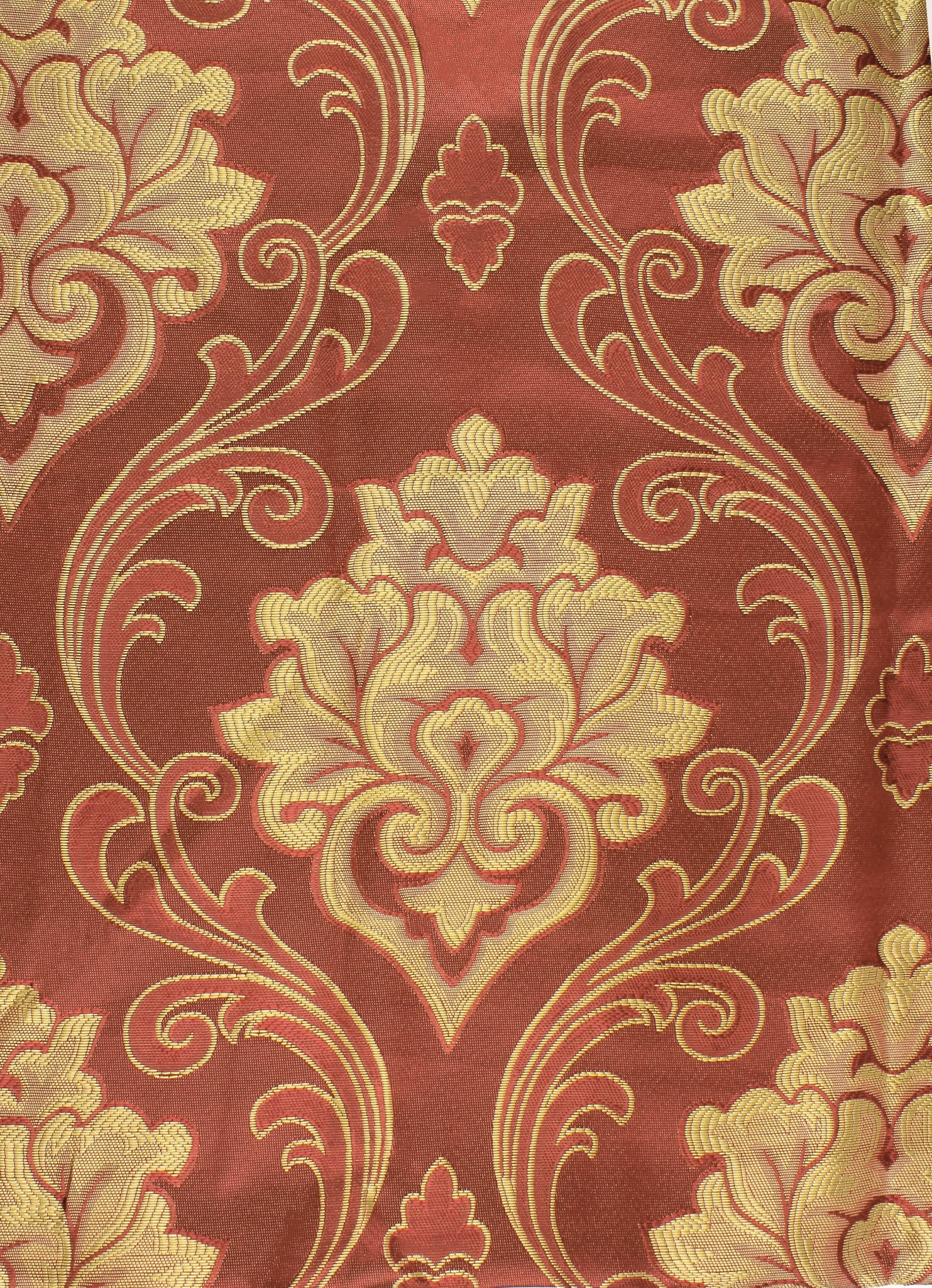 Luxury Jacquard Curtain Panel with Attached Waterfall Valance, 54 by 84-Inch Angelina Burgundy (2-Panels)