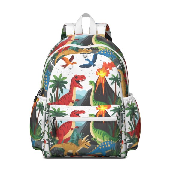 Cute Dinosaur Pattern Backpack for School,Cute School Bag,Schoolbag with Adjustable Shoulder Straps & Padded Back,13.4"x11"x4.7"
