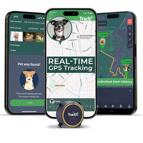 Tracki Dog GPS Tracker  for Dogs – Smart Alerts, Geo-Fence, Waterproof, Collar-Compatible – Long-Life Battery – iOS & Android  Subscription Required