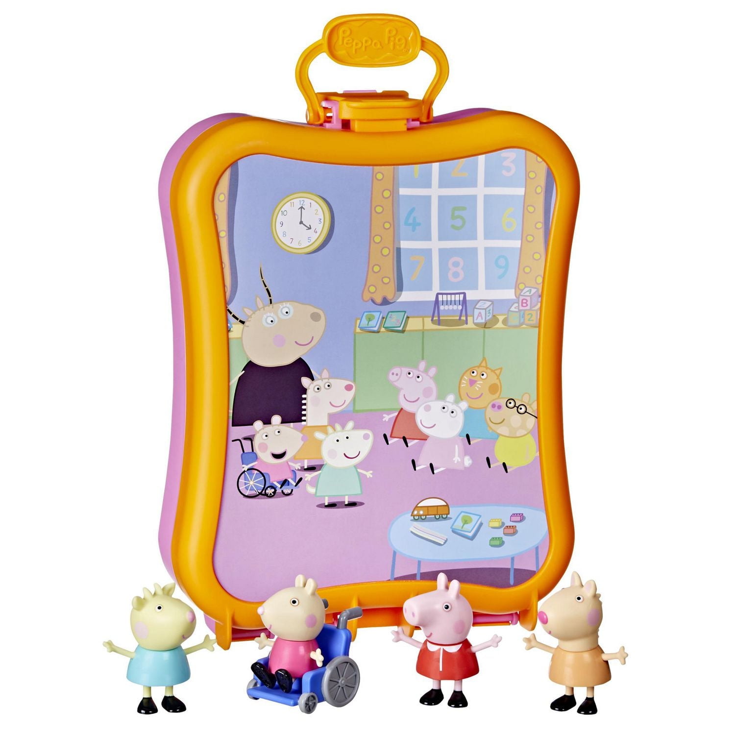 Peppa Pig Peppa's Club Friends Case Preschool Toy, Includes 4 Figures, Features Handle for On-the-Go Fun and Easy Storage, for Ages 3 and Up