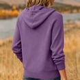 thumbnail image 5 of Wutalume Women's Hooded Knit Sweatshirt Pullover with Drawstring, Loose Casual Long Sleeve Top, Cozy Layer for Outdoor Activities and Lounging,Purple L, 5 of 5