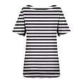 thumbnail image 4 of VERUGU Womens Tops Short Sleeve Square Neck Shirts Summer Trendy Stripe T-shirts Loungewear Casual Loose Comfy Tunic Blouses for Leggings Black L, 4 of 5