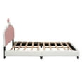 thumbnail image 3 of Euroco Wood Full Size Platform Bed with Crown Headboard and for Kids, White, 3 of 9