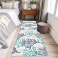 thumbnail image 4 of 2'x6' Rug Runners for Hallways Kitchen, Teal Blue Grey Coral Coastal Non Slip Entryway Beside Floor Carpet Runner, Summer Beach Seaside Nautical Washable Laundry Room Bedroom Throw Rugs Mat, 4 of 8