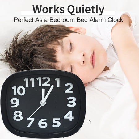 Travelwant Round Silent Analog Alarm Clock Non Ticking, Gentle Wake, Beep Sounds, Increasing
