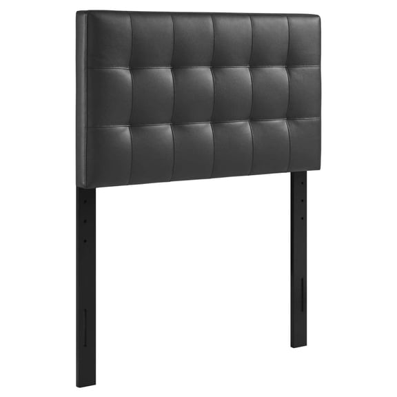 Drevy Lily Tufted Faux Leather Upholstered Headboard in Black
