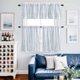 thumbnail image 2 of Blue Wave Lines Kitchen Curtains Valances and Tiers Set of 3 Art Minimalist Abstract Navy Blue Texture Tier Curtains and Valance with Rod Pocket for Small Windows, 27.5"x36", 2 of 9