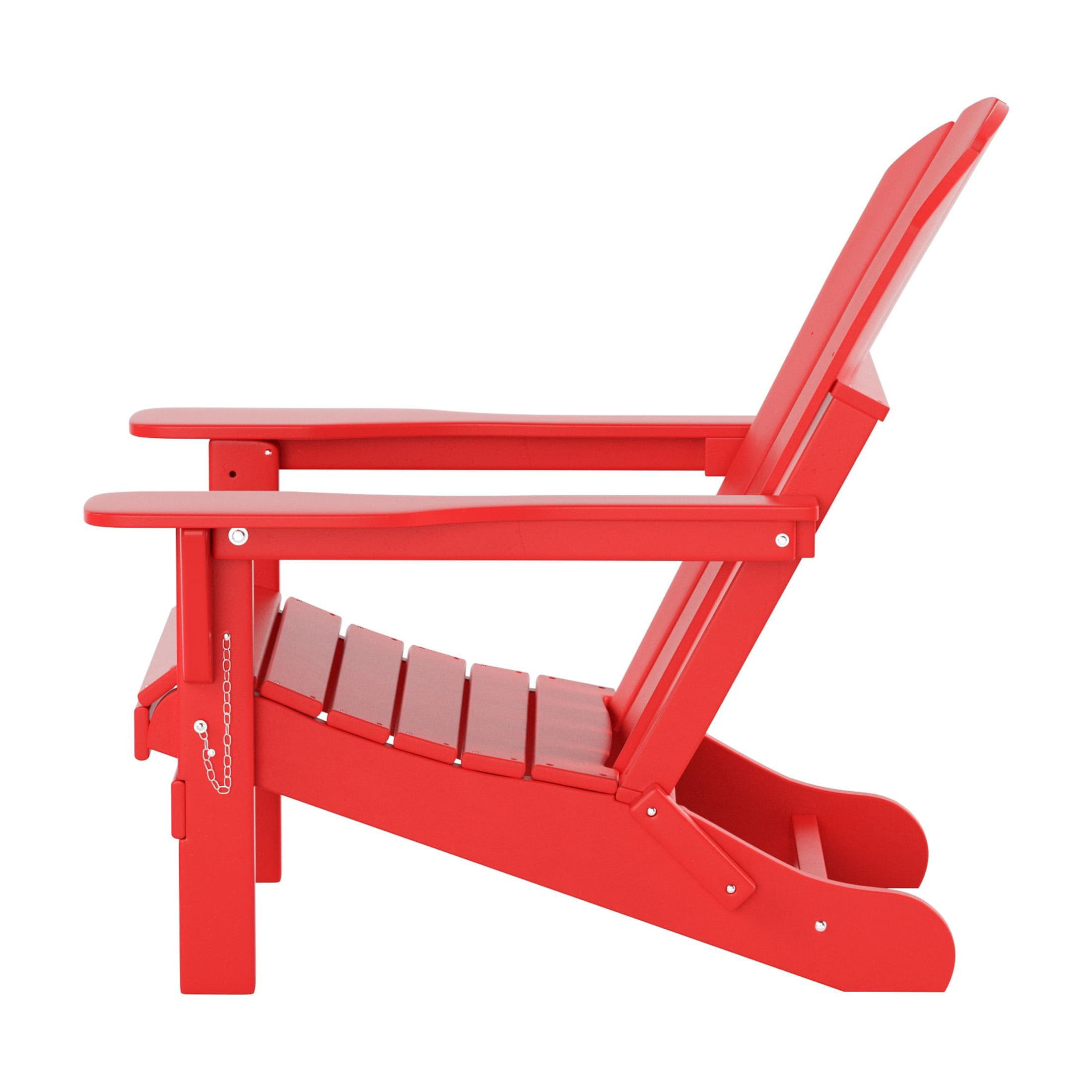 Westin Outdoor Patio Folding Adirondack Chair HDPE Plastic, Red