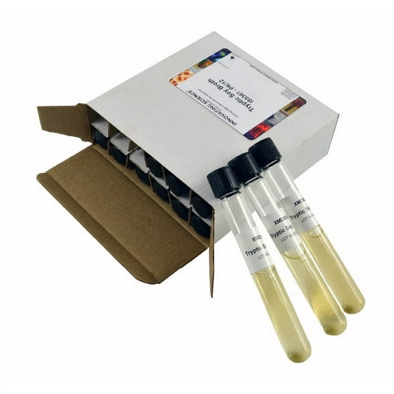 Tryptic Soy Broth Tubes, Pack of 12 - Sterile Microbiological Culture Media - The Curated Chemical Collection by Innovating Science